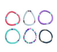 Uonlytech Bracciale in Argilla Polimerica Colorato Corda Elastica Viola, Braccialetto Bohemien Di Coppia Resistente All’acqua Per Uomo e Donna, Gioiello Casual Da Indossare Tutto Giorno