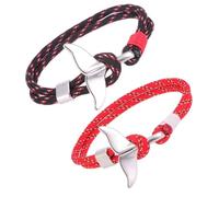 Uonlytech Braccialetti Coda di Cetaceo da Coppia 2 Pezzi Bracciale Paracord Catena di Corda di Sopravvivenza Design Nautico Resistente per Uso Quotidiano e Regalo