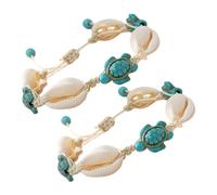 Uonlytech Braccialetto Alla Cavigliera a Forma Di Tartaruga Marina Conchiglie, Set Da 2 Pezzi Boho Per Le Vacanze Al Mare e Outfit Estivi, Accessorio Versatile Per Donna e Ragazza