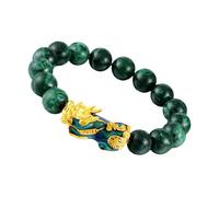 Uonlytech Braccialetto Feng Shui in 10Mm Perline Buddiste e Ciondolo Pi Yao Bracciale Elastico di Pietre Preziose Fortunate per Uomo e Donna Accessorio Moda per Polso