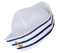 Uonlytech Cappello da Capitano da Barca Blu e Bianco in Poliestere Accessorio Cosplay Unisex per Spettacoli e Feste a Tema Marinaio Taglia Unica 56 CM