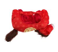 Uonlytech Cappello da Cavallo in Peluche Rosso per Feste e Spettacoli, Copricapo Mascotte Comodo e Adulti, Accessorio Fotografico per Eventi a Tema Capodanno 2026