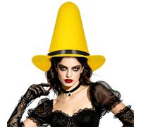 Uonlytech Cappello da Strega Giallo in Feltro Resistente e Pieghevole, Cappello Alto per Donna Design Unico per Mascherate e Feste di Halloween