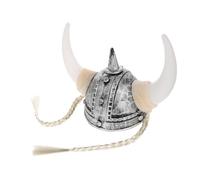 Uonlytech Cappello Viking con Corna Argentate e Trecce Accessorio per Costume Maschile da Festival Halloween e Cosplay Cappello Decorativo per Carnevale e Feste Tema