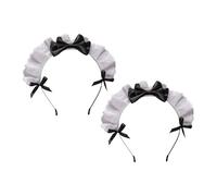 Uonlytech Cerchietti per Chioma Lolita da Donna Fiocco in Pizzo Neri, Set 2 Pezzi, Accessori Cosplay e Festa Leggeri per Decorazione Testa Femminile