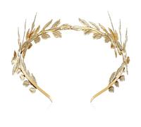 Uonlytech Cerchietto da Sposa con Foglia D'oro, Elegante Copricapo Barocco, Accessori da Sposa Vintage con Foglia D'ulivo, Copricapo Dorato per La Sposa, 6,29 X 5,11 X 2,75 Pollici (dorato)