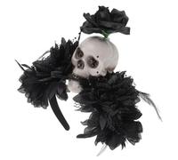 Uonlytech Cerchietto Fascia Leggera Donna Halloween per Chioma Teschio Nero e Fiori e Plastica Design Unico e Oscuro per Feste e Cosplay