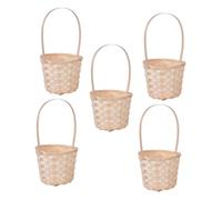 Uonlytech Cestino da Picnic Intrecciato 5 Pezzi in Materiali Sicuri, Cestino Portaoggetti e Portafrutta Semplice per Uso Esterno e Decorazione Casa, Contenitore per Fiori e Conservazione