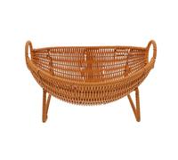 Uonlytech Cestino per la frutta intrecciato in finto rattan con manici - Vassoio versatile per snack da utilizzare sul piano di lavoro della cucina - Ciotola intrecciata per verdure, pane e pranzo