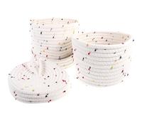 Uonlytech Cesto Portaoggetti in Corda di Cotone Bianco Intrecciato, Set 2 Pezzi, Organizer Rotondo Elegante per Decorazione e Stoccaggio in Casa