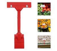 Uonlytech Clip Porta Etichette Prezzi, Clip Porta Segnaletica in PP Rosso, Design Regolabile, 10 Pezzi, per Supermercati e Retail