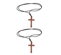 Uonlytech Collana a Croce in Legno di Sandalo Sangue 2 Pezzi Unisex Ciondolo Religioso Artigianale per Donna e Uomo Gioielli Leggeri per Preghiera e Uso Quotidiano Regalo Versatile per