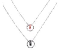 Uonlytech Collana di Coppia 2 Pezzi in Acciaio Inox Decorazione per Collo Uomo e Donna Collana alla Moda a Doppio Cerchio Bicolore per San e Occasioni Speciali