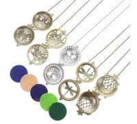 Uonlytech Collana Diffusore di Aromaterapia Magnetica 5 Pezzi Ciondoli Traforati in Lega di Magnetite per Oli Essenziali, Girocollo da Donna Elegante Cuscinetti Colore Casuale Stili multipli