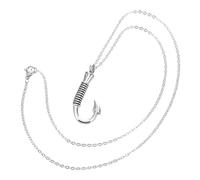 Uonlytech Collana Urna per Ceneri Forma di Amo da Pesca in Acciaio Inossidabile Ciondolo Commemorativo per Cremazione Ricordo Personale per Amanti della Pesca