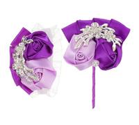 Uonlytech Corsage da Polso e Spilla con Pietre Luccicanti per Matrimonio Rosa in Raso Accessorio Leggero e Versatile per Sposa Damigelle e Testimoni Design Elegante e Facile da Abbinare