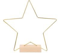 Uonlytech Decorazione a Forma di Stella a Cinque Punte in Metallo Color Oro con Base in Legno per Decorazioni Matrimonio e Fai da Te per Tavolo