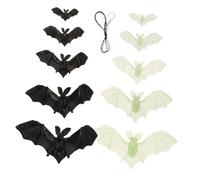 Uonlytech Decorazione Di Halloween A Forma Di Pipistrello 10 Pezzi LED Luminosa Buio Per Appendere La Luce Etichetta Luminosa Hey Piccolo Pipistrello Schiuma Spaventoso