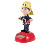 Uonlytech Decorazione Solare Pompiere per Auto Statuetta Compatta Cartoon per Ornamento Educativo per Bambini Movimento a Energia Solare Uso per Casa e Ufficio