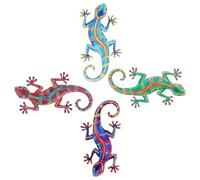 Uonlytech Decorazioni Artistiche da Parete in Ferro 4 Pezzi Lucertola Artigianali per Esterni e Giardino, Sculture Sospese Uniche per Arredamento Casa, Bar e Hotel