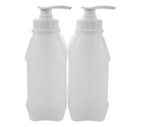 Uonlytech Dispenser Plastica con Pompa 1l Set 2 Pezzi, Flaconi Erogatori per Bagnoschiuma e Shampoo, Contenitori Ricaricabili per Bagno e Cucina, Bottiglie Compatte e Portatili per Viaggi