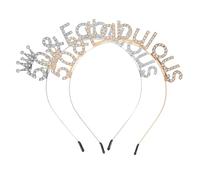 Uonlytech Fascia per Chioma Cerchietto Strass di Cristallo 2 Pezzi Corona di Compleanno 50 Anni Accessorio Festa Donna Elegante Copricapo per Compleanni e Party