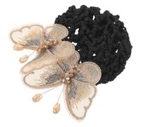 Uonlytech Fermagli per Chioma da Donna con Rete Copri Chignon Elastica e Decorazione a Farfalla, Accessori per Chioma Professionali per Infermiere, Hostess e Cameriere, Rete per Panini