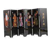 Uonlytech Mini Paravento in Legno Stile Cinese Antico Schermo Decorativo da Scrivania Ornamento Nazionale Fatto a Mano per Casa e Ufficio Decorazione Tavola Cinese Regalo Cultura