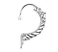 Uonlytech Orecchini a Clip Strass a Forma di Piume Celesti, Decorazioni per Orecchio da Donna senza Piercing, Stile Elegante per Matrimoni e Uso Quotidiano