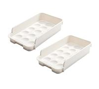 Uonlytech Organizer per Uova da Frigorifero Multi-funzione 2 Pezzi, Design a Cassetto in Plastica Bianca, Facile da Usare per Ristoranti e Conservazione Uova in Fattoria