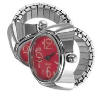 Uonlytech Orologio ad Anello Quarzo 2 Pezzi in Metallo Rosso | Numeri Grandi, Mini Display Orario, per Regalo e Decorazione, Stile Creativo e Distintivo