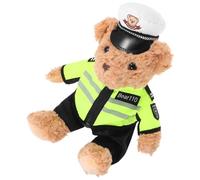 Uonlytech Orsetto Poliziotto di Peluche con Uniforme Verde Giocattolo Educativo per Decorazione Morbida e Resistente Idea Regalo per Ragazzi e Ragazze