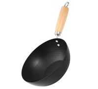Uonlytech Padella Wok Cinese Nero in Ferro con Manico Ergonomico, Tegame Piccolo per Fiamma Aperta e Grill, per Saltare e Friggere