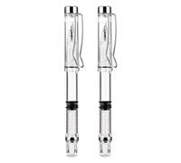 Uonlytech Penna Stilografica Ricaricabile 2 Pezzi con Pistone Trasparente, Penna da Scrittura per Calligrafia e Scuola, Cancelleria per Ufficio Ergonomica e Portatile