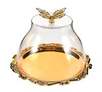 Uonlytech Piatto Vintage in Ferro con Incisioni Francesi e Copertura a Cupola Vassoio da Portata per Torte Dolci Formaggi e Pasta per Feste e Uso Domestico e Ristorazione