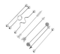 Uonlytech Piercing Orecchio Industrial e Orecchini Bilanciere in Metallo Inossidabile Design Semplice Comfort Sicuro per Donna e Uomo Quotidiano Set 8 Pezzi 7X7X1Cm