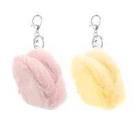 Uonlytech Portamonete Kawaii in Peluche per Ragazze Mini Portachiavi Carino con Porta Auricolari e Chiavi Borsa Carina Compatta e Morbida per Donne e Set da 2 Pezzi Rosa e Giallo