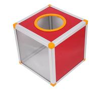 Uonlytech Scatola per Donazioni Rossa in Lega di Alluminio e Mdf con Interno Spazioso e Accessori Inclusi per Votazioni e Giochi di Festa 20x20x20 Cm