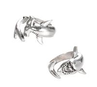 Uonlytech Set 2 Anelli Aperti a Squalo per Coppia Anello Avvolgente Circolare per Pollice Design Vintage Minimalista Regalo Giovane Coppia Amante Animali