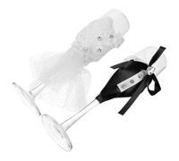 Uonlytech Set 2 Pezzi Bicchieri in Vetro per Matrimonio Sposa e Sposo, Coppe Eleganti per Anniversari e Feste a Tema, Decorazioni Delicate per Brindisi Romantici