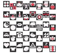 Uonlytech Set 2 Schede Didattiche per Ragazzo Ragazza 0-6 Mesi, Giocattoli di Contrasto Bianco Nero Rosso, Stimolazione Visiva per 0-3 e 3-6 Mesi, Educazione Precoce e Sviluppo Sensoriale