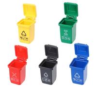 Uonlytech Set 5 Mini Bidoni della Spazzatura Coperchio in Miniatura, Contenitori per Riciclaggio Esterni, Piccoli Accessori Decorativi per Casa delle Bambole e Modellismo Outdoor