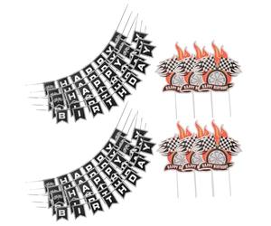 Uonlytech Set 6 Pezzi Decorazioni Festa Compleanno a Tema Auto da Corsa Bandiere a Scacchi Sospese Striscioni Racing per Allestimenti Eventi e Raduni a Tema Corse