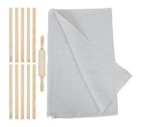 Uonlytech Set da 12 Utensili per Ceramica con Mattarelli di Legno Guide a Rullo per Argilla e Tovaglia Protettiva Strumenti per Modellare Argilla per Uso Professionale Didattico e Fai da