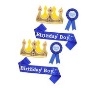 Uonlytech Set da 2 Corone del Principe per Compleanno Ragazzi Fascia e Spilla, Accessori per Chioma per Feste, Decorazioni e Adolescenti, Costume per Party e Spettacoli Teatrali