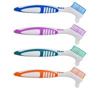 Uonlytech Set da 4 Spazzolini per Protesi Dentaria Doppia Testa, Manico Antiscivolo Ergonomico e Setole Morbide per Pulizia Quotidiana di Dentiera e Denti Finti