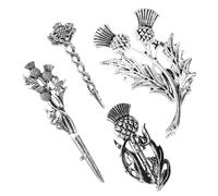 Uonlytech Set da 4 Spille Retrò in Lega a Forma di Fiore Scozzese, Spilla da Bavero e Sciarpa per Donna, Accessori Decorativi per Maglioni, Cardigan e Abbigliamento Formale e Quotidiano