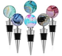 Uonlytech Set da 6 Tappi per Bottiglie di Vino in Lega di Zinco Design a Cono e Decorazioni in Marmo e Resina Accessori Eleganti per Sigillare Bottiglie di Vino e Bevande per Feste e