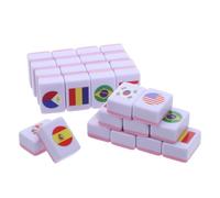 Uonlytech Set Mahjong da Viaggio 64 Pezzi Tessere Melamina 24Mm a Bandiera Gioco Strategia e Memoria per 2 Giocatori Gioco da Tavolo Educativo di Geografia per e Adulti