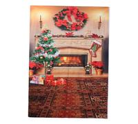 Uonlytech Sfondo Natalizio Vintage Focolare Rustico Albero Di Natale e Decorazioni Natalizie Sfondo Fotografico Per Decorazioni Natalizie